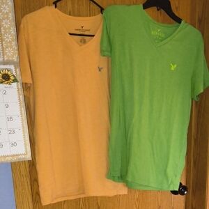 American Eagle Outfitters Light Orange And Green Flex and Heritage Tees